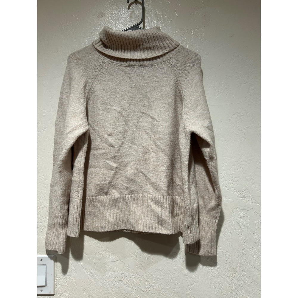 Lulus Women Beige Turtleneck Sweater Size L Cozy Knit Ribbed Trim‎